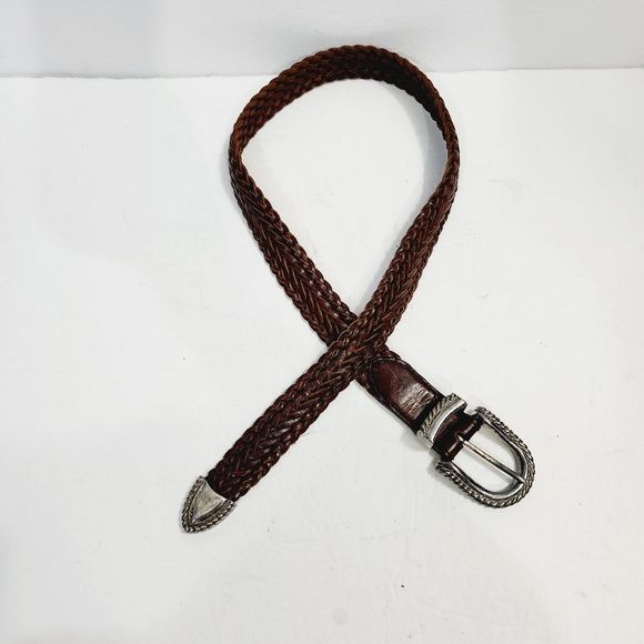 4x$25 Leather braided brown bohemian belt size medium - Picture 3 of 10